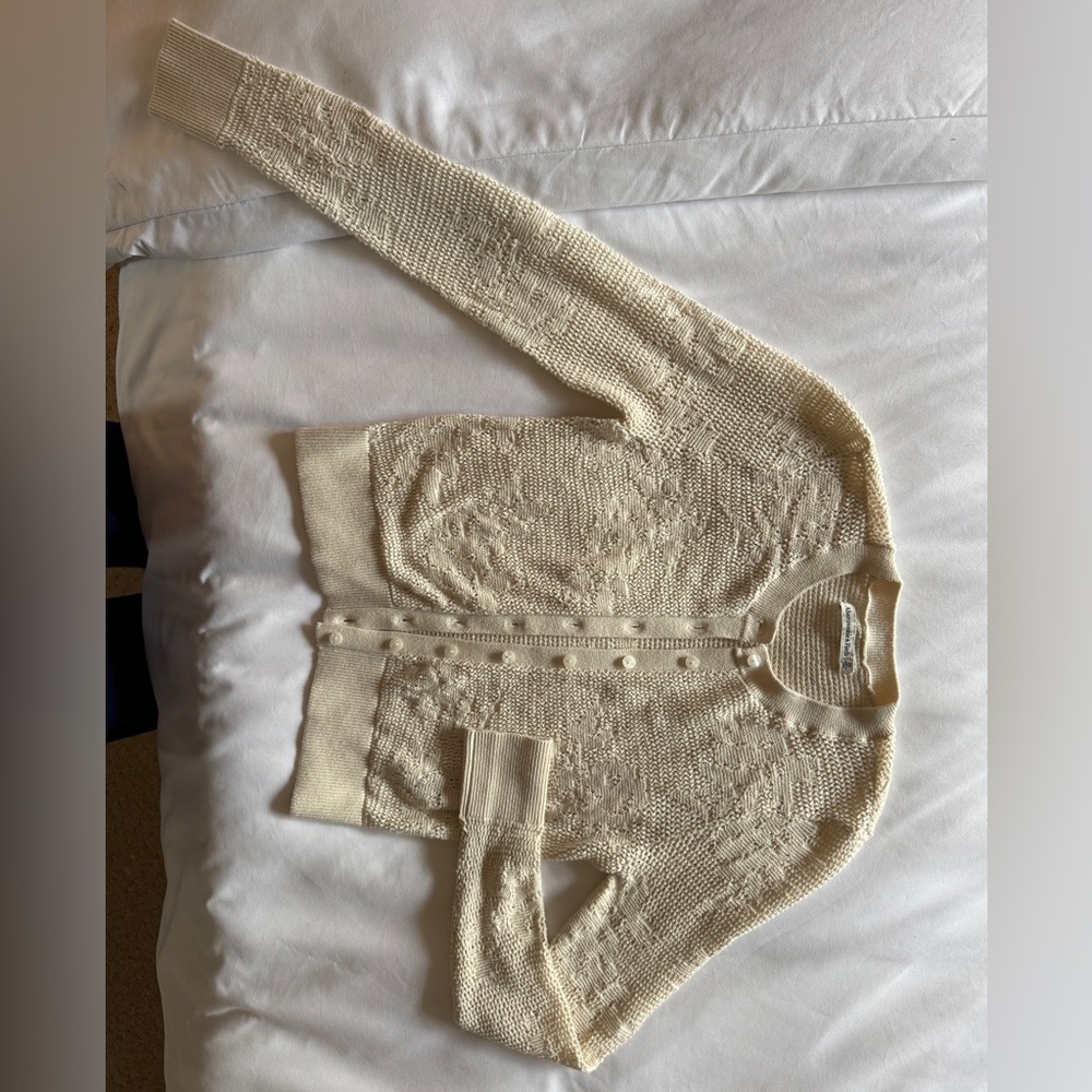 Abercrombie & Fitch Ivory Textured Cardigan